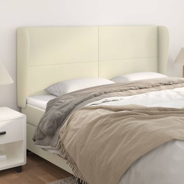 vidaXL T&ecirc;te de lit avec oreilles Cr&egrave;me 163x23x118/128 cm Similicuir