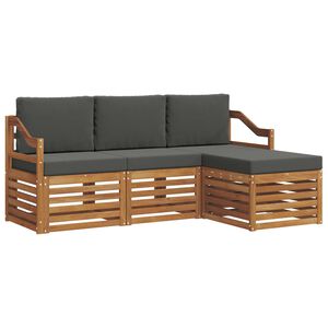 vidaXL Ensemble de canap&eacute;s d'ext&eacute;rieur 4 pc Naturel et Anthracite