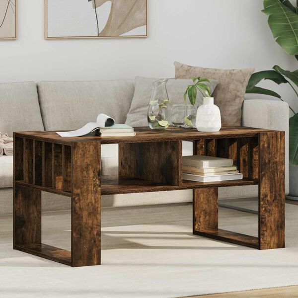 vidaXL Table basse Ch&ecirc;ne fum&eacute; 92 x 49,5 x 45 cm Bois d'ing&eacute;nierie