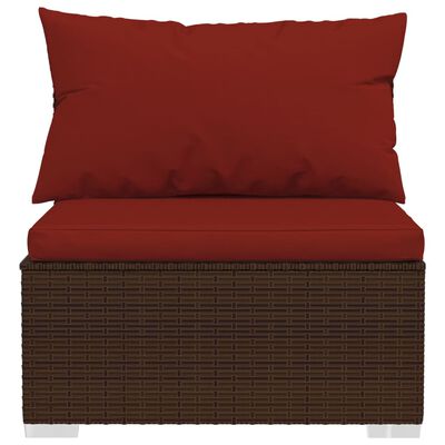 vidaXL Salon de jardin 8 pcs avec coussins résine tressée marron