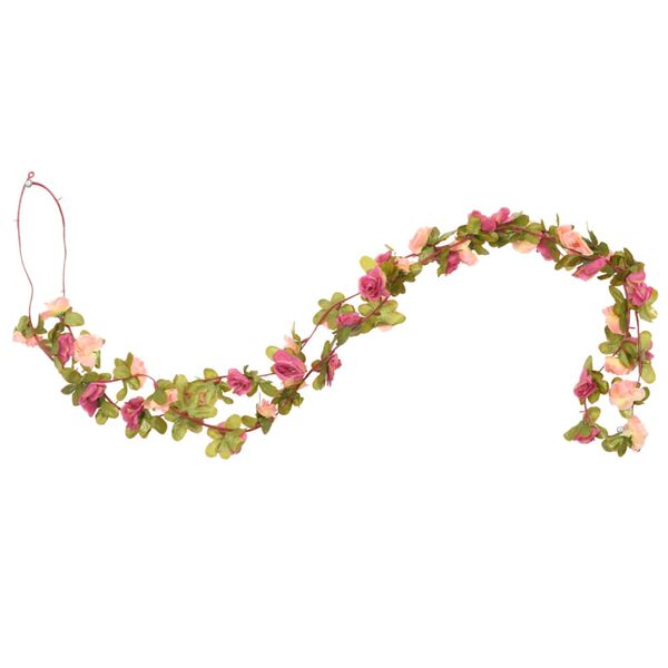 vidaXL Guirlandes de fleurs 6 pcs rouge ros&eacute; 250 cm