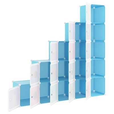 vidaXL Armoire de rangement pour enfants avec 15 cubes Bleu PP