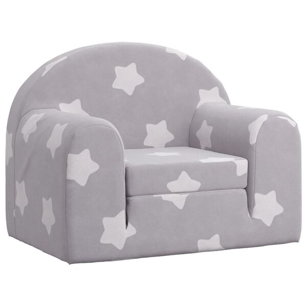 vidaXL Canap&eacute;-lit pour enfants gris clair avec &eacute;toiles peluche douce