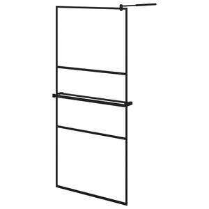 vidaXL Paroi de douche avec &eacute;tag&egrave;re Noir 90x195 cm Verre ESG&Aluminium