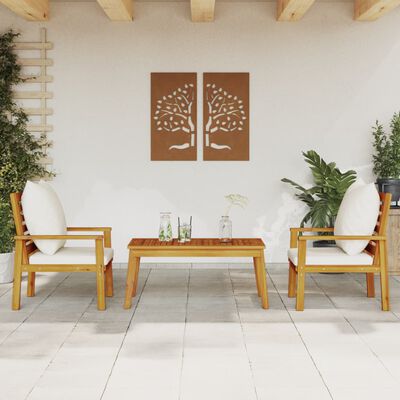 vidaXL Salon de jardin 3 pcs avec coussins bois massif d'acacia