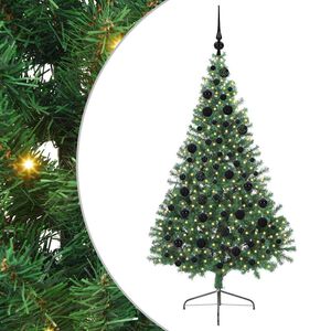 vidaXL Sapin de No&euml;l artificiel pr&eacute;-&eacute;clair&eacute; Vert 180 cm PVC