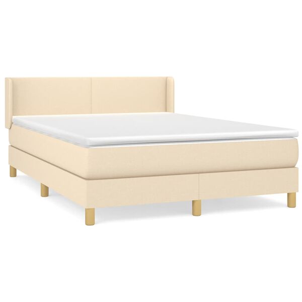 vidaXL Sommier &agrave; lattes de lit avec matelas Cr&egrave;me 140x190 cm Tissu