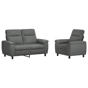 vidaXL Ensemble de Canap&eacute;s 2 pcs Gris fonc&eacute; Tissu