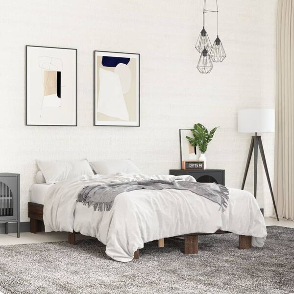 vidaXL Cadre de lit sans matelas ch&ecirc;ne marron 140x200 cm