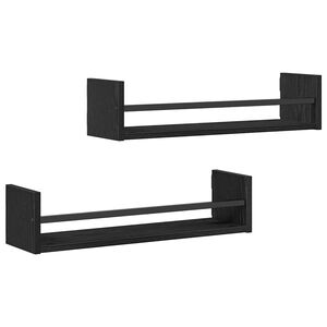 vidaXL &Eacute;tag&egrave;re Murale Montage mural 2 pc Ch&ecirc;ne noir 60 x 16 x 14 cm