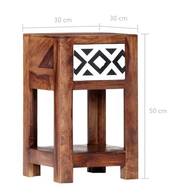 vidaXL Table de chevet 30 x 30 x 50 cm Bois massif de Sesham