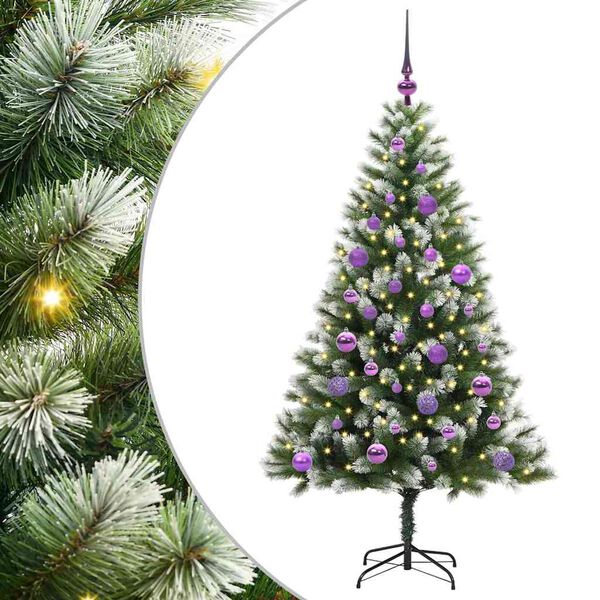 vidaXL Sapin de No&euml;l artificiel &agrave; charni&egrave;re avec neige en flocons