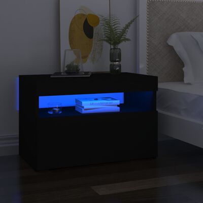 vidaXL Table de chevet avec lumières LED noir 60x35x40 cm