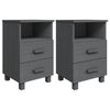 vidaXL Tables de chevet HAMAR 2 pcs Gris fonc&eacute; 40x35x62 cm Bois massif