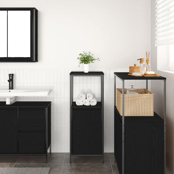 vidaXL Meuble de salle de bain avec étagères chêne noir 36x35x95 cm