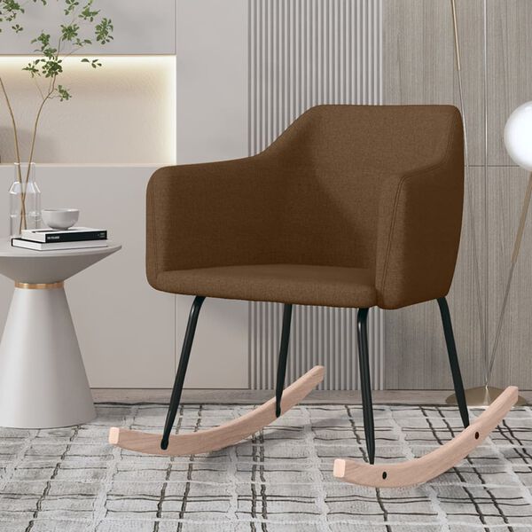 vidaXL Chaise &agrave; bascule Marron Tissu