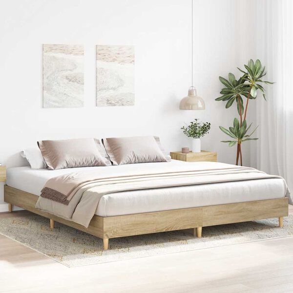 vidaXL Cadre de lit sans matelas ch&ecirc;ne sonoma 200x200 cm