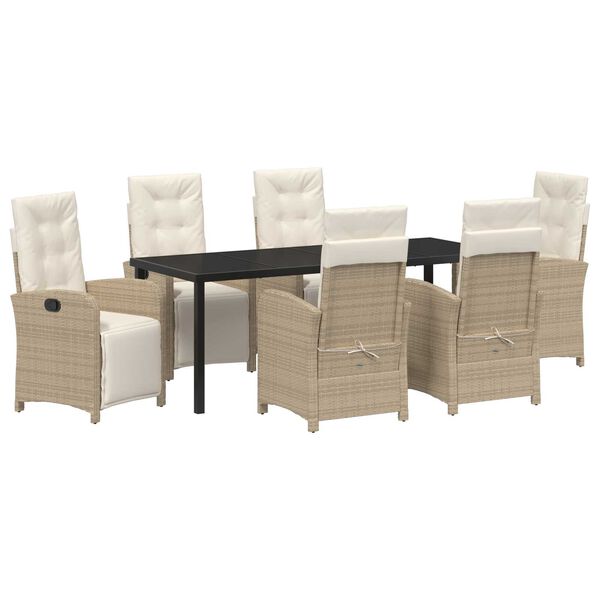 vidaXL Ensemble de salle &agrave; manger pour jardin 7 pcs Beige polyrotin