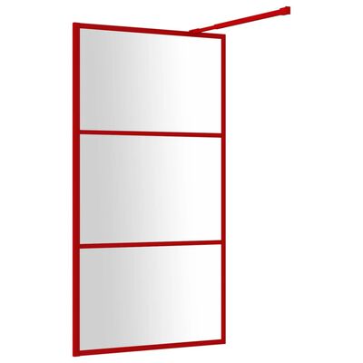 vidaXL Paroi de douche avec verre ESG transparent rouge 115x195 cm