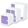 3 &Eacute;tag&egrave;res cubes murales et en MDF Blanc-Violet pour DVD/Livres