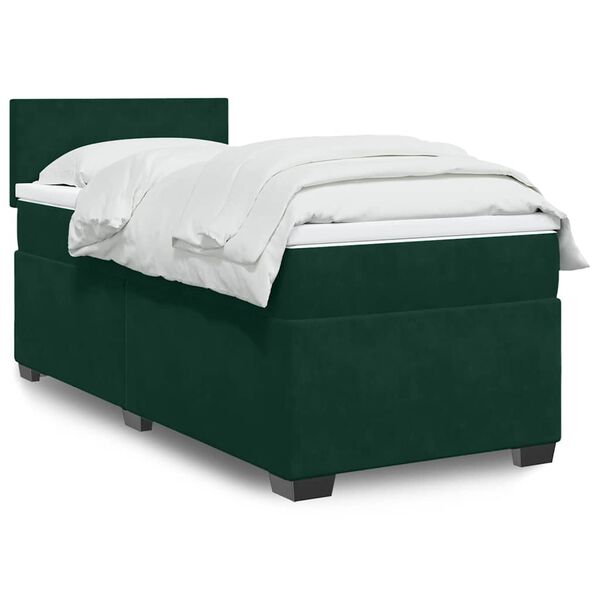 vidaXL Sommier &agrave; lattes de lit avec matelas Vert fonc&eacute; 90x200 cm