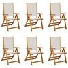 vidaXL Chaises pliantes 6 pi&egrave;ces en bois massif d'acacia et textil&egrave;ne