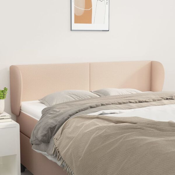 vidaXL T&ecirc;te de lit avec oreilles Cappuccino 147x23x78/88 cm Similicuir