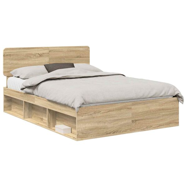 vidaXL Cadre de lit Ch&ecirc;ne Sonoma 150 x 200 cm Pin massif