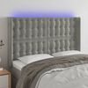 vidaXL T&ecirc;te de lit &agrave; LED Gris clair 147x16x118/128 cm Velours