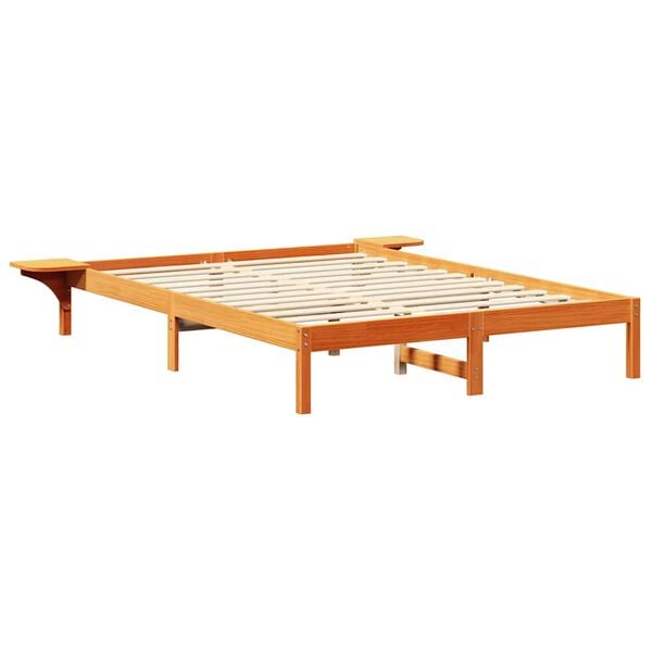 vidaXL Cadre de lit Brun cire 140 x 200 cm Pin massif