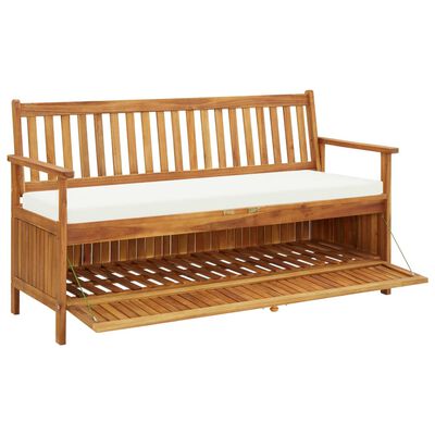 vidaXL Banc de rangement avec coussin 148 cm Bois d'acacia solide