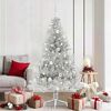 vidaXL Sapin de No&euml;l artificiel pr&eacute;-&eacute;clair&eacute; Argent 180 cm PET