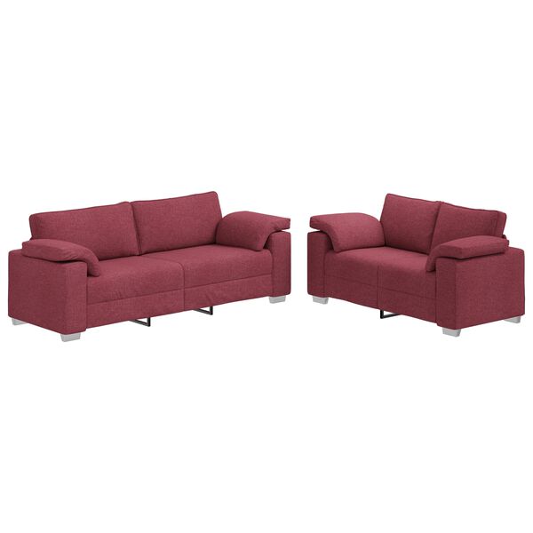 vidaXL Canap&eacute; 2 pcs Bordeaux 219 x 80 x 82 cm tissu