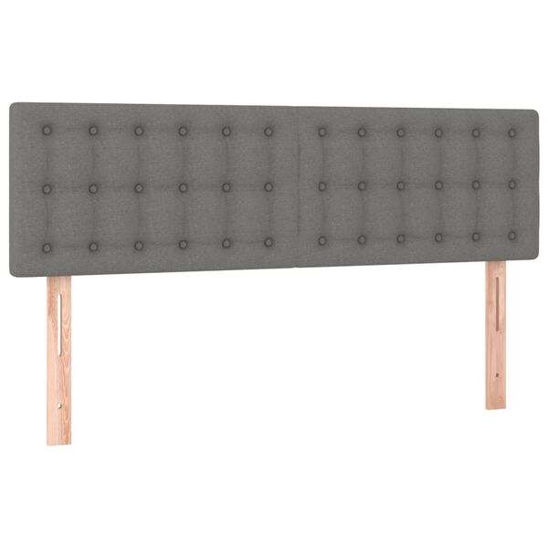 vidaXL T&ecirc;tes de lit 2 pcs Gris fonc&eacute; 72x5x78/88 cm Tissu