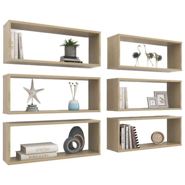 vidaXL &Eacute;tag&egrave;res murales cube 6 pcs Ch&ecirc;ne sonoma Bois d&rsquo;ing&eacute;nierie