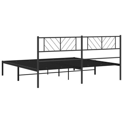 vidaXL Cadre de lit métal sans matelas avec tête de lit noir 200x200cm