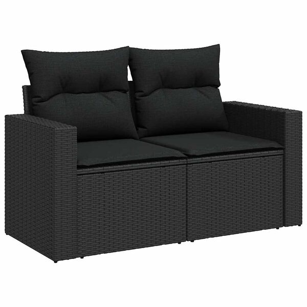 vidaXL Salon de jardin 11 pcs avec coussins noir r&eacute;sine tress&eacute;e
