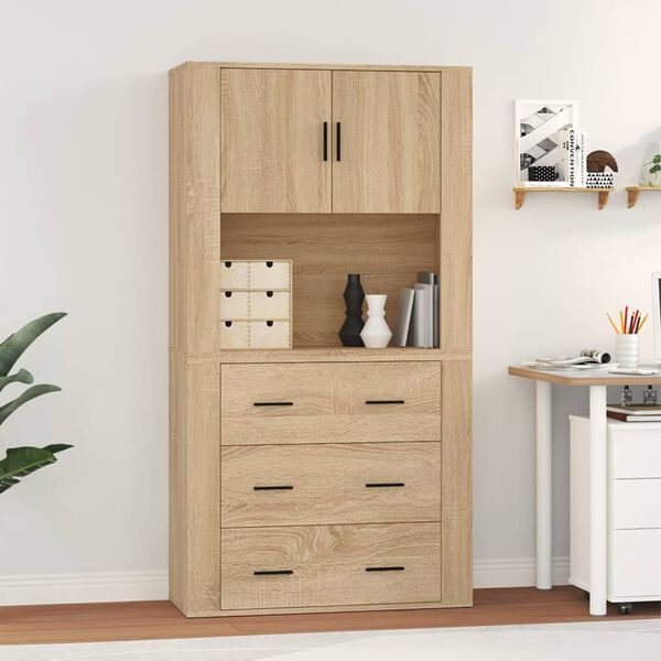vidaXL Buffet haut Ch&ecirc;ne sonoma Bois d'ing&eacute;nierie