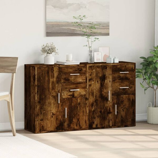 vidaXL Buffets 2 pcs ch&ecirc;ne fum&eacute; 60x31x70 cm bois d'ing&eacute;nierie
