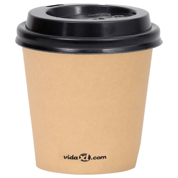 vidaXL Tasses &agrave; caf&eacute; en papier avec couvercles 120 ml 500 pcs Marron