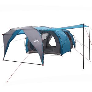 vidaXL Tente tunnel 6 personne Bleu Polyester 185T avec rev&ecirc;tement PU