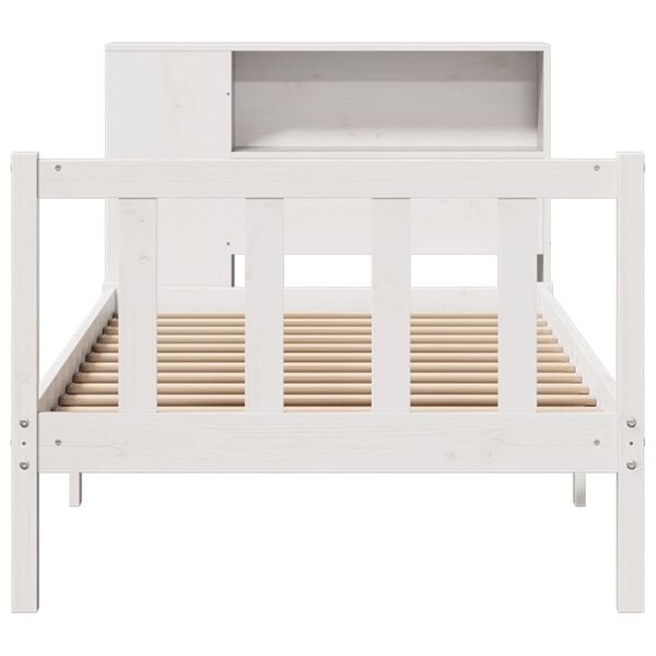 vidaXL Lit bibliothèque sans matelas blanc 75x190cm bois de pin massif