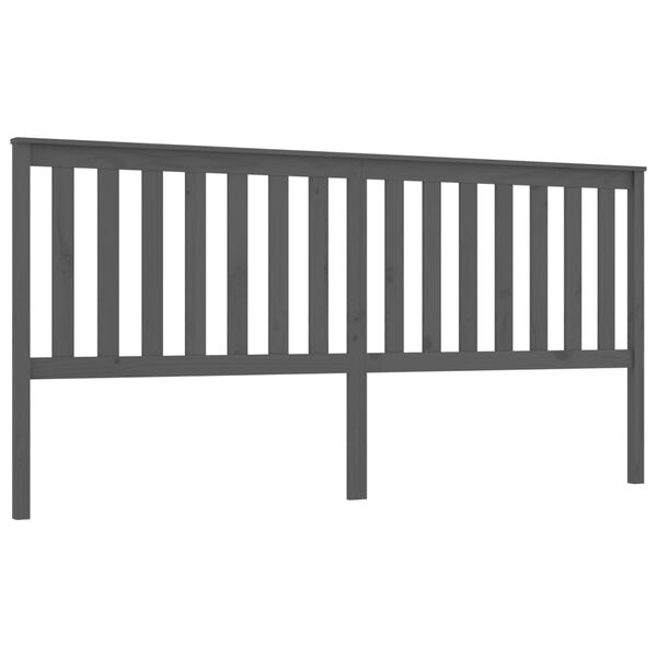 vidaXL T&ecirc;te de lit Gris 206x6x101 cm Bois massif de pin