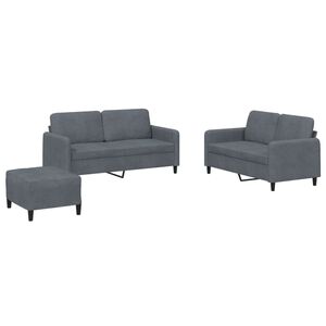 vidaXL Ensemble de canap&eacute;s 3 pcs gris fonc&eacute; velours