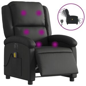vidaXL Fauteuil de massage inclinable &eacute;lectrique noir cuir v&eacute;ritable