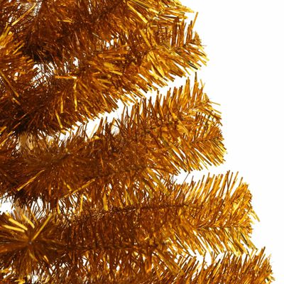vidaXL Demi sapin de Noël artificiel avec support doré 150 cm PET