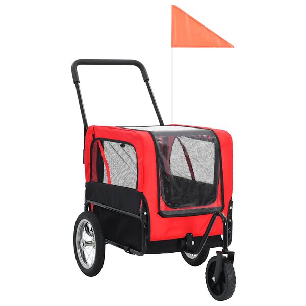 vidaXL Remorque de v&eacute;lo pour chiens et poussette 2-en-1 rouge et noir