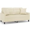 vidaXL Canap&eacute; 2 places avec oreillers cr&egrave;me 140 cm similicuir