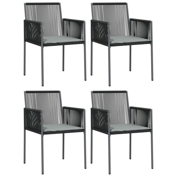 vidaXL Ensemble &agrave; manger de jardin coussins 5pcs noir rotin et acier