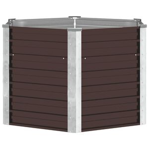 vidaXL Lit sur&eacute;lev&eacute; de jardin Marron 129x129x77 cm Acier galvanis&eacute;